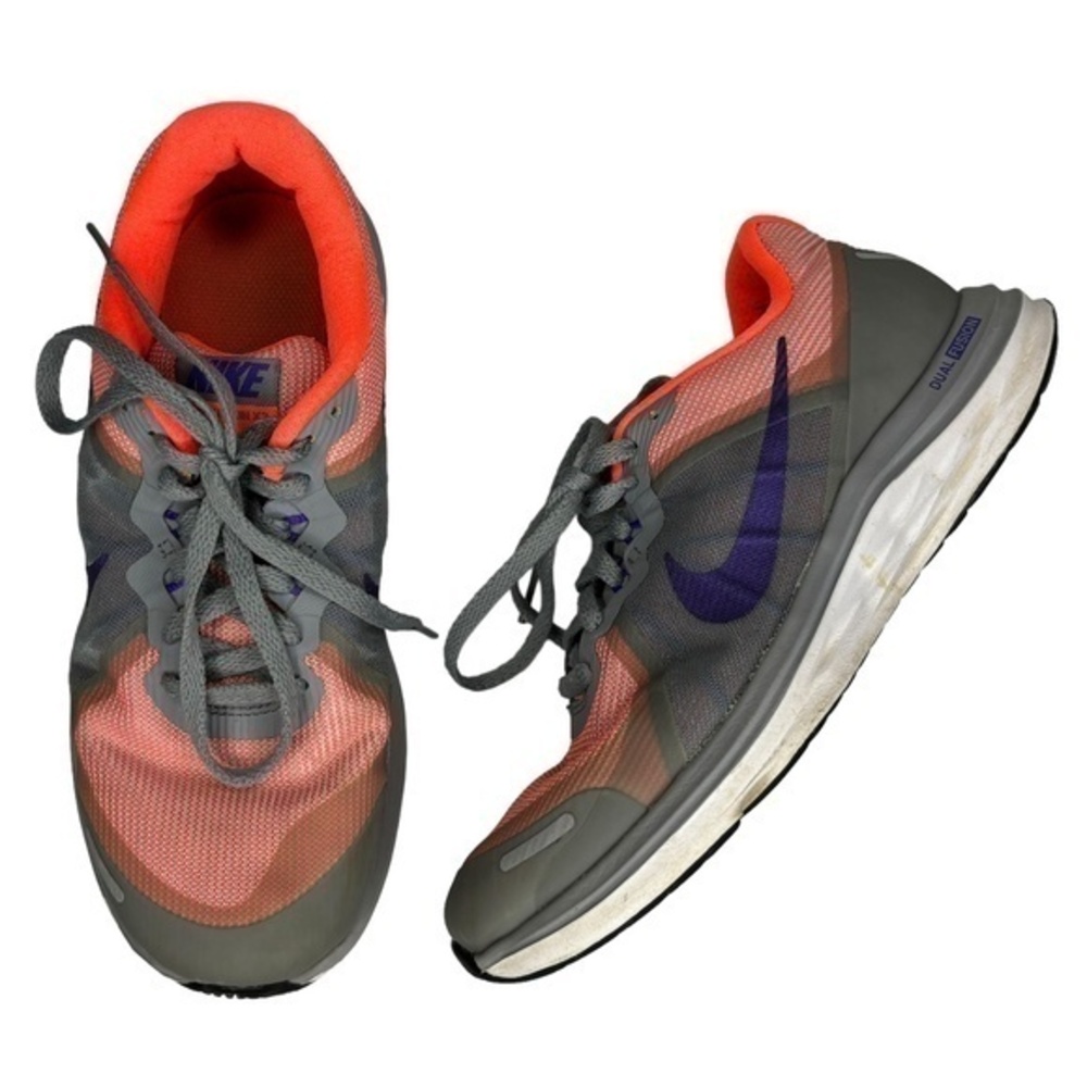 Nike Dual Fusion X2 Shoes Gray‎ Purple Orange Athletic Sneakers Womens